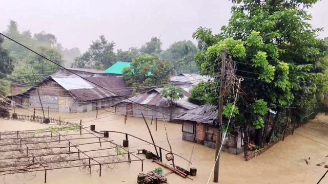 আবারও ভারী বর্ষণে খাগড়াছড়িতে নিচু এলাকা প্লাবিত